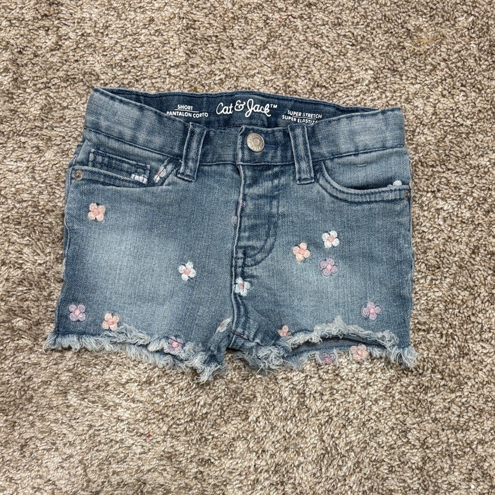 Cat & Jack Floral Embroidered Denim Shorts